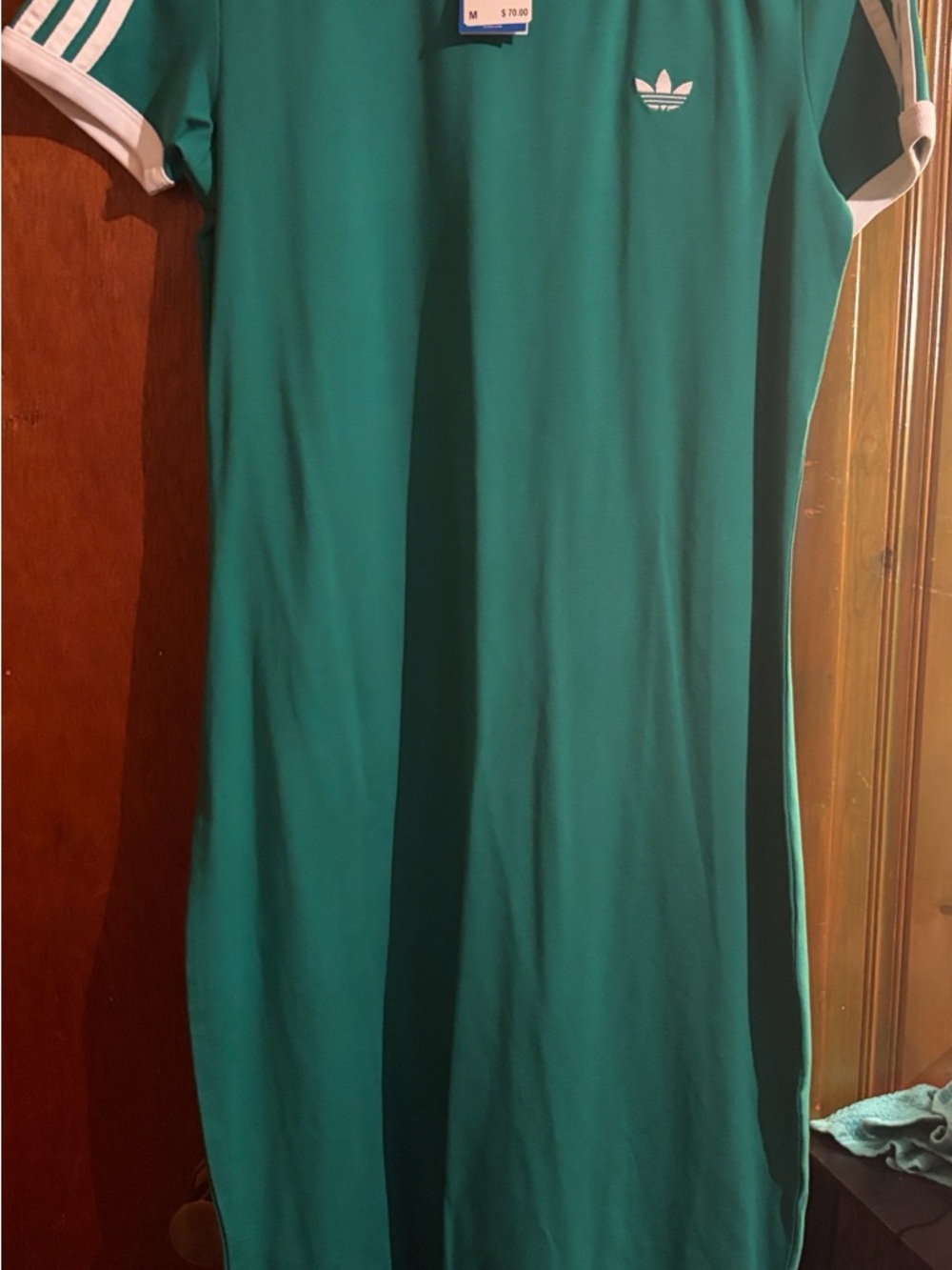Women’s Adidas Emerald Green Tee Dress with White Trim